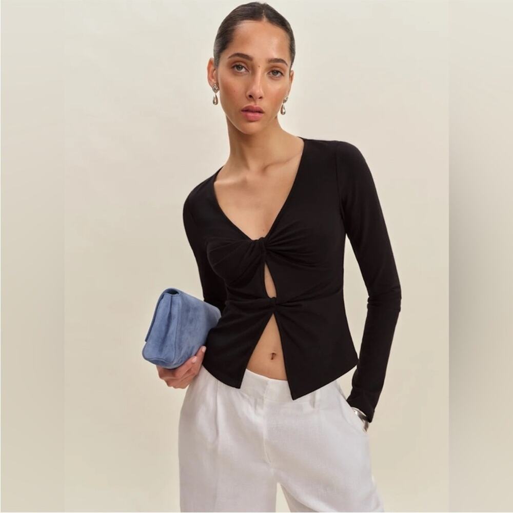 Reformation Silas Knit Top in Black L